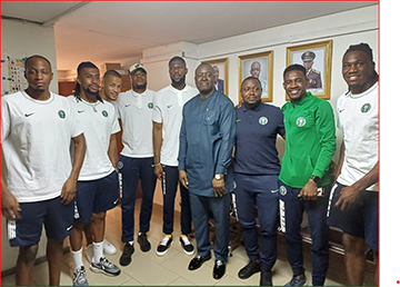 Super Eagles Visit Former Protocol Officer, Akpenpunn At Nigerian Embassy -